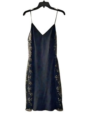 ​VS Victoria’s Secret Black Satin Slip Dress M Whimsygoth Coquette Y2K Silver